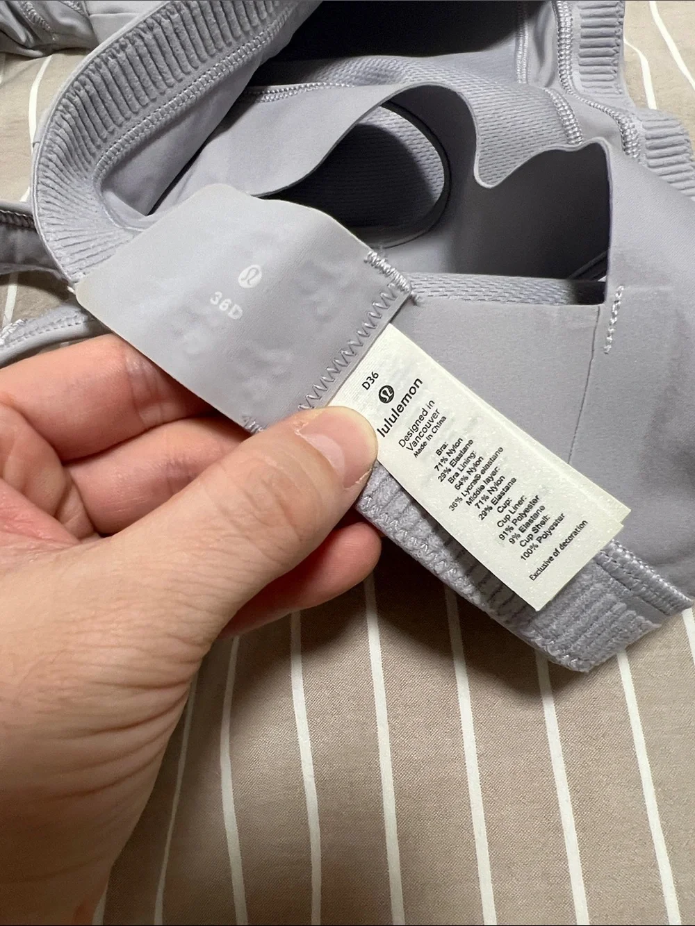 Lululemon All Powered Up Sports Bra Iced Iris 36D NWT